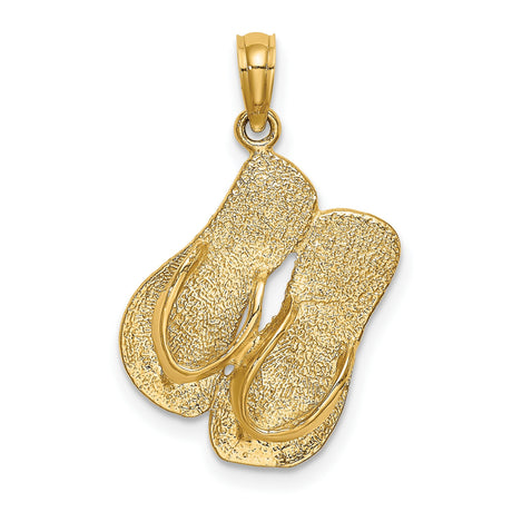 14k Yellow Gold Flip-Flop Pendant, Detailed Sandal Beach Charm, Coastal Vacation Jewelry for Women