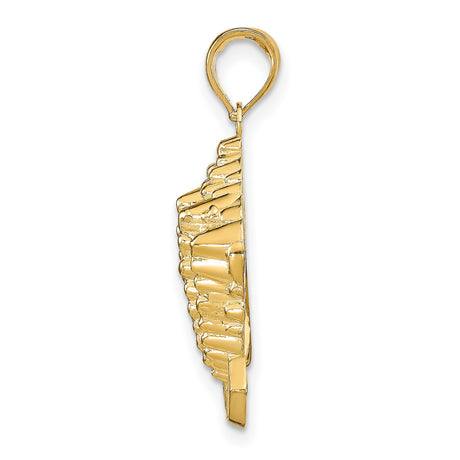 14k Yellow Gold Conch Shell Pendant with Stone Harbor Engraving, Nautical Coastal Jewelry for Women