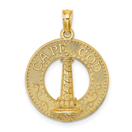 14k Yellow Gold Lighthouse Pendant, Cape Cod Nautical Charm, Coastal New England Jewelry