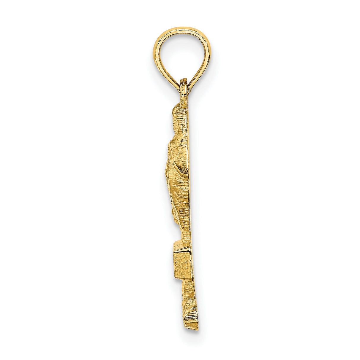 14k Yellow Gold Palm Tree Pendant with San Diego Design, Tropical Beach Charm