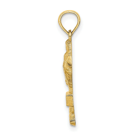 14k Yellow Gold Palm Tree Pendant with San Diego Design, Tropical Beach Charm