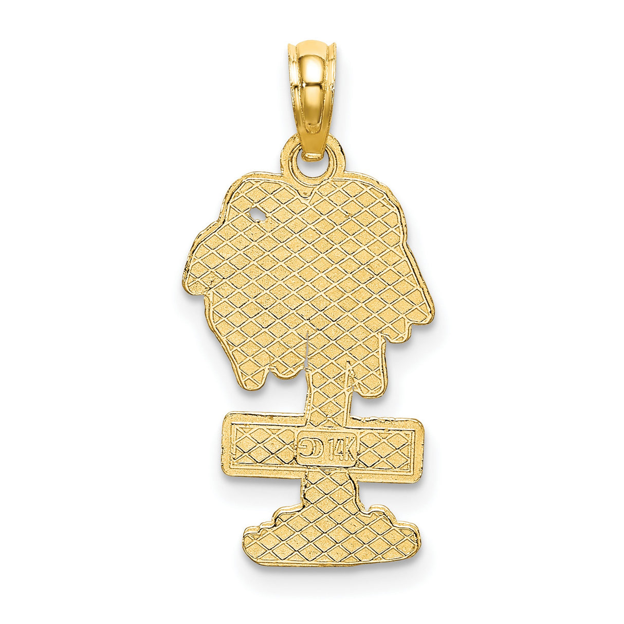 14k Yellow Gold Palm Tree Pendant with San Diego Design, Tropical Beach Charm