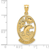 14k Yellow Gold Pendant with Dolphin, Sun and Palm Tree, St Maarten Travel Charm
