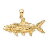 14k Yellow Gold Tarpon Pendant, Detailed Fish Charm with Nautical Ocean Life Design