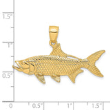 14k Yellow Gold Tarpon Pendant, Detailed Fish Charm with Nautical Ocean Life Design