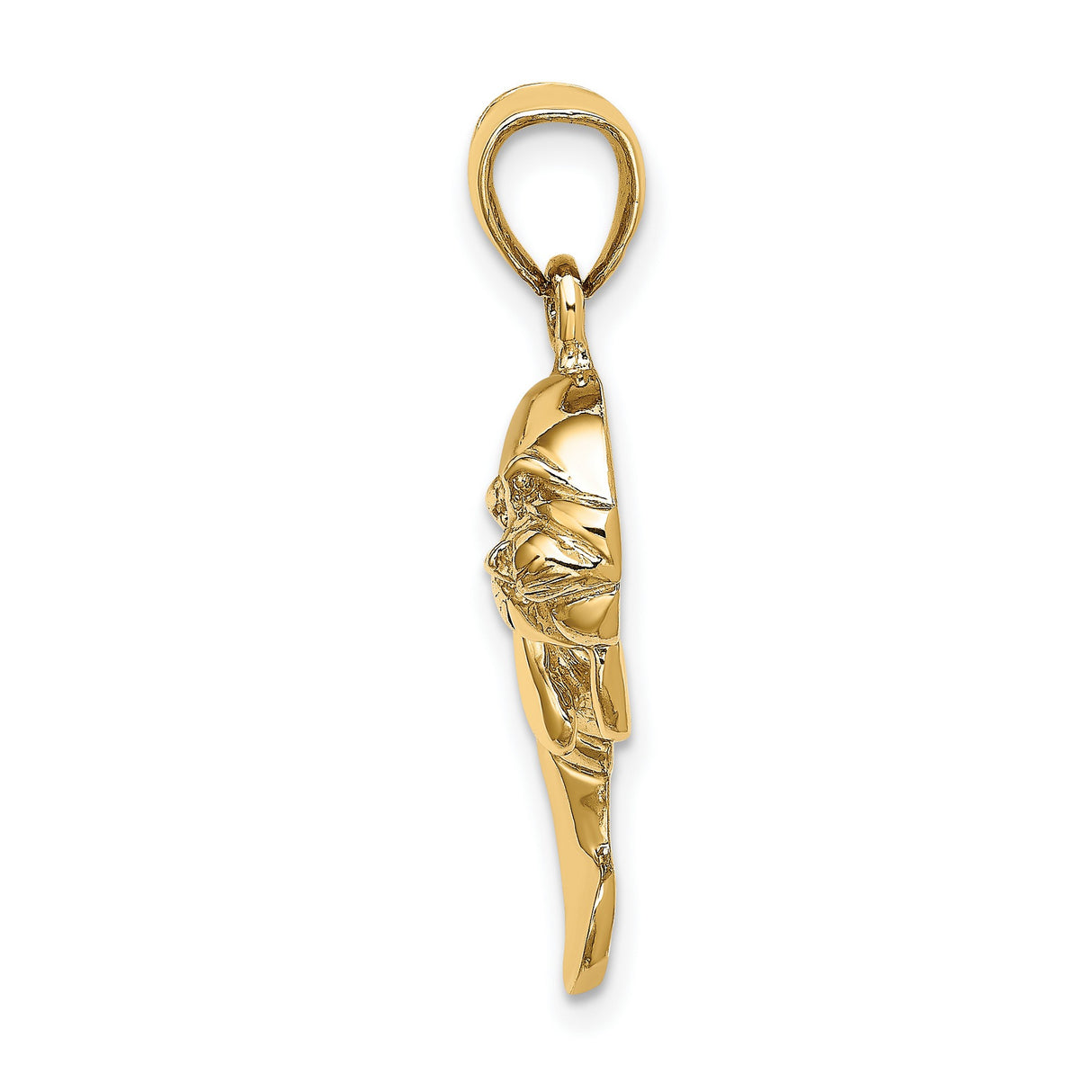 14k Yellow Gold Manatee Pendant, Detailed Sea Cow Charm, Ocean Life Marine Animal Jewelry