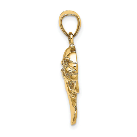 14k Yellow Gold Manatee Pendant, Detailed Sea Cow Charm, Ocean Life Marine Animal Jewelry