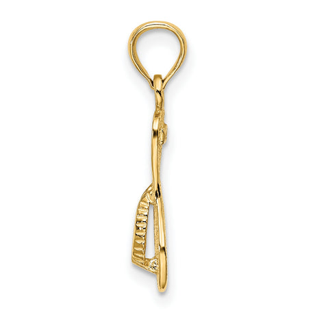 14k Yellow Gold Flip Flop Pendant with Textured Detail, Casual Beachwear Charm for Women