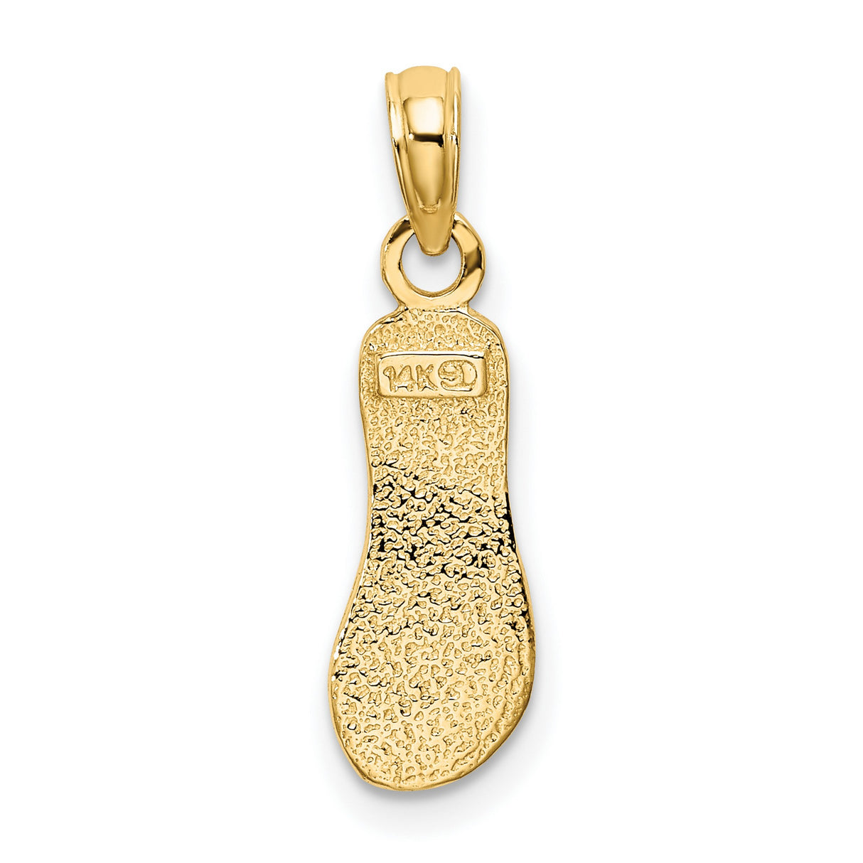 14k Yellow Gold Flip Flop Pendant with Textured Detail, Casual Beachwear Charm for Women