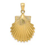14k Yellow Gold Scallop Shell Pendant with Textured Design, Pilgrimage and Faith Symbol
