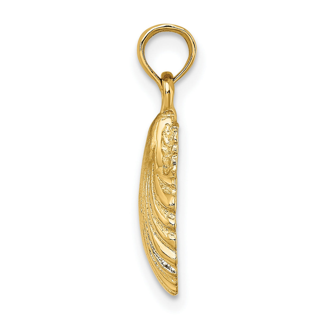 14k Yellow Gold Scallop Shell Pendant, Camino de Santiago Religious Charm for Women