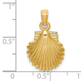 14k Yellow Gold Scallop Shell Pendant, Camino de Santiago Religious Charm for Women