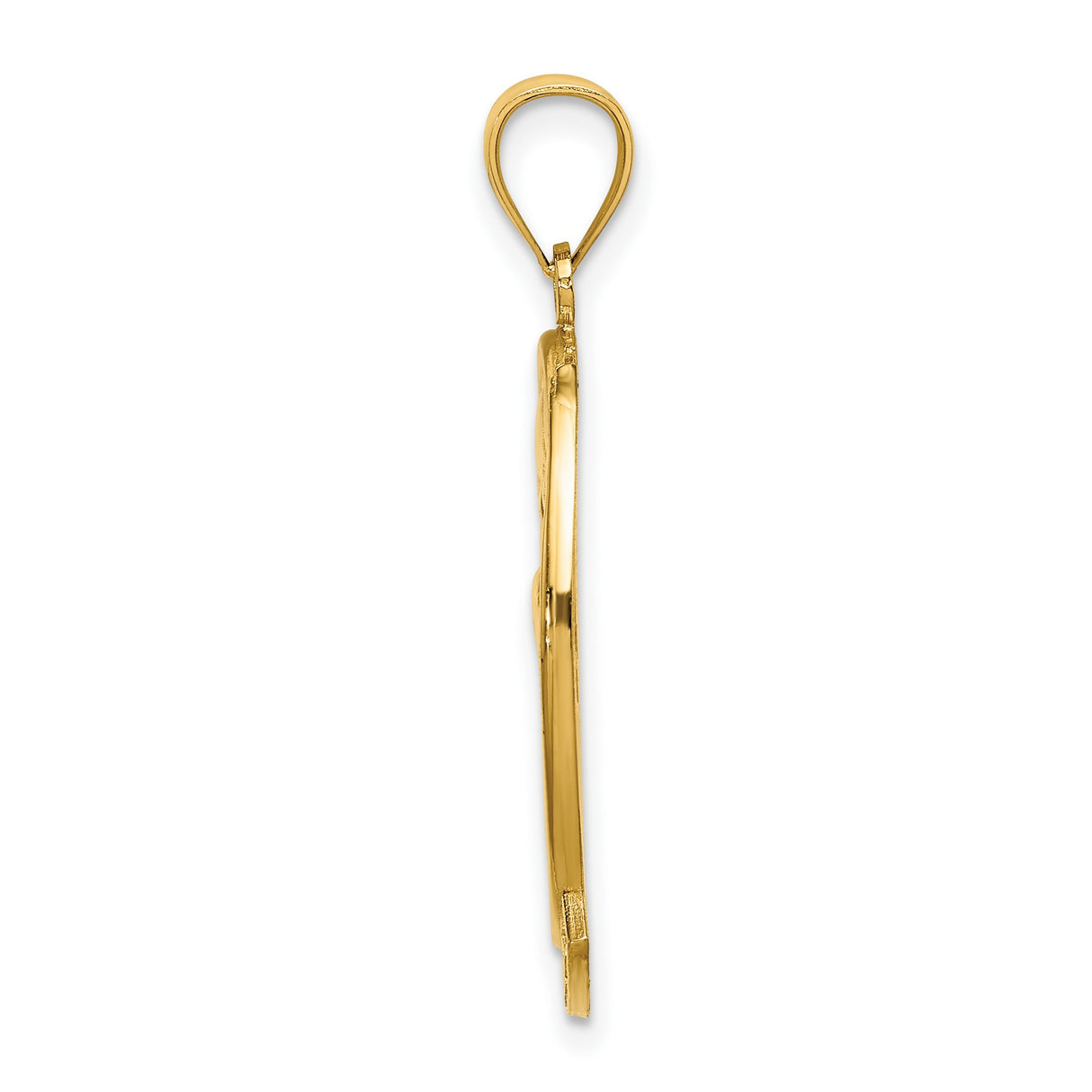 14k Yellow Gold Pendant with Jumping Dolphin, Palm Tree, Sun and Sea Isle Design