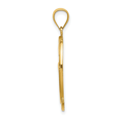 14k Yellow Gold Pendant with Jumping Dolphin, Palm Tree, Sun and Sea Isle Design