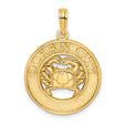 14k Yellow Gold Crab Pendant, Ocean City Nautical Charm, Coastal Beach Life Jewelry