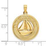 14k Yellow Gold Sailboat Pendant Charm, Ocean City Nautical Jewelry for Men and Women