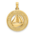14k Yellow Gold Sailboat Pendant Charm, Ocean City Nautical Jewelry for Men and Women