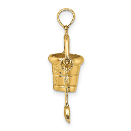 14k Yellow Gold Pendant with Bucket and Shovel Ocean City Design, Nautical Beach Charm
