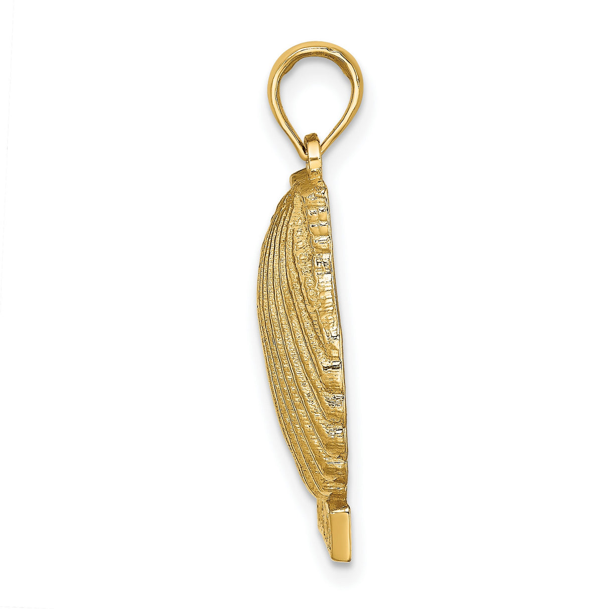 14k Yellow Gold Ocean City Pendant with Text and Scallop Shell Charm, Nautical Coastal Jewelry