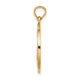 Cape May Words with Lighthouse in Round Penny Size Charm Pendant in Real 14k Yellow Gold