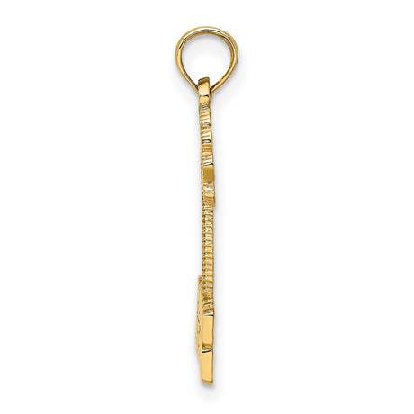 14k Yellow Gold Pendant with Palm Tree and Marco Island Engraving, Tropical Vacation Theme