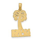 14k Yellow Gold Pendant with Palm Tree and Marco Island Engraving, Tropical Vacation Theme