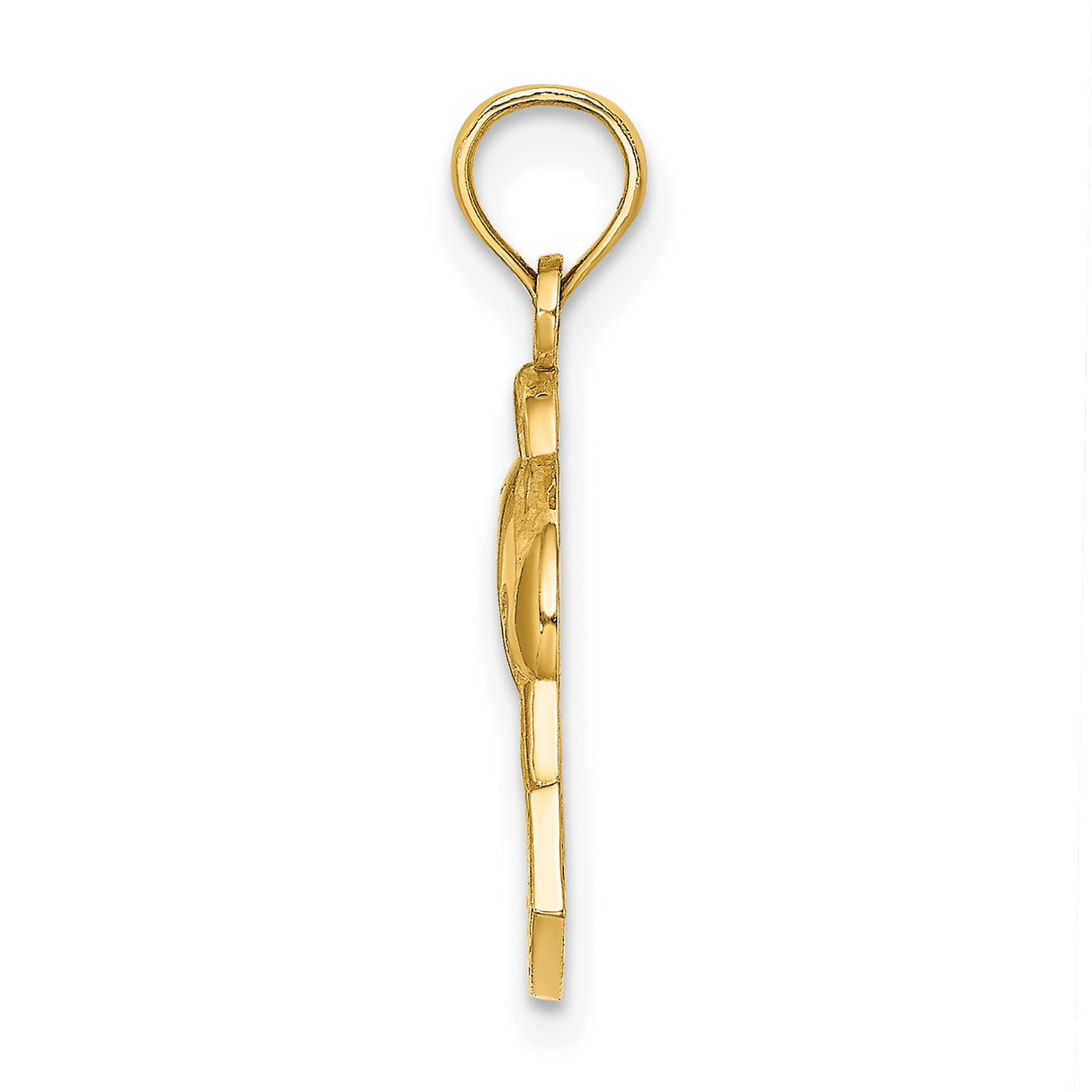 14k Yellow Gold Dolphin Pendant with Ocean City Engraving, Nautical Coastal Charm