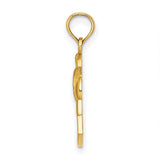 14k Yellow Gold Dolphin Pendant with Ocean City Engraving, Nautical Coastal Charm