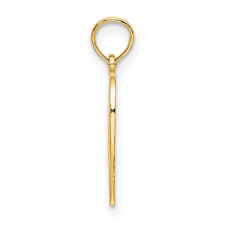 14k Yellow Gold Heart Pendant with Ornate Number 70 and Vintage Floral Detail