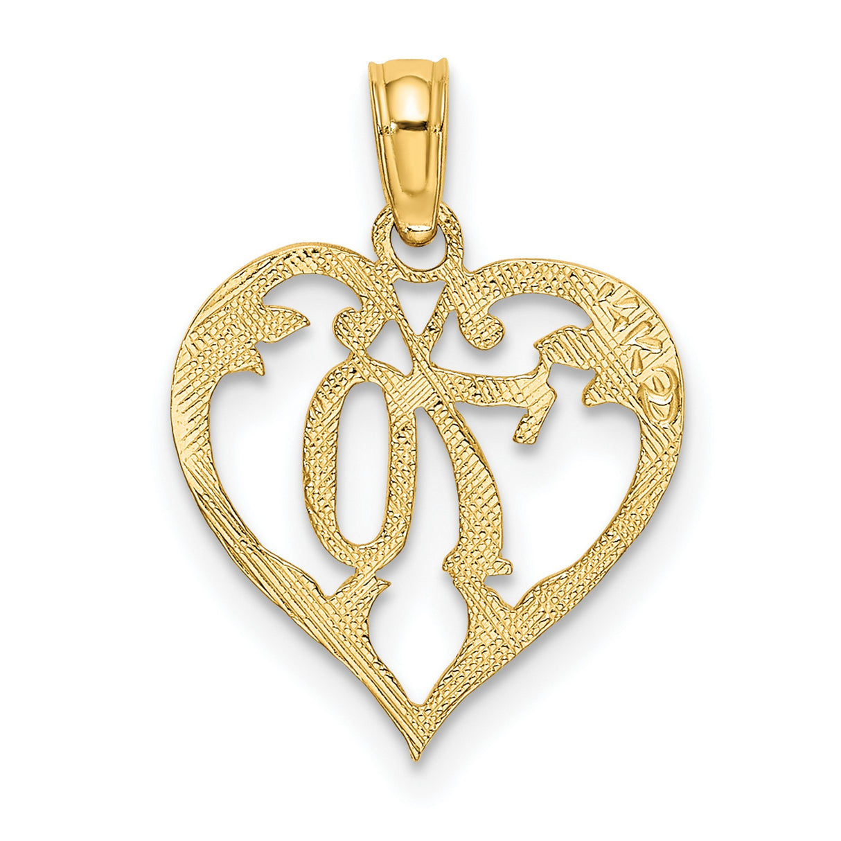14k Yellow Gold Heart Pendant with Ornate Number 70 and Vintage Floral Detail