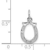 14k White Gold Horseshoe Pendant with Polished Finish and Nail Detail, Lucky Charm Jewelry