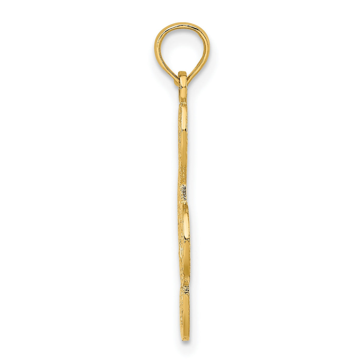 14k Yellow Gold Treble Clef Pendant, Textured Musical Symbol Charm for Music Lovers