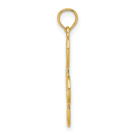 14k Yellow Gold Treble Clef Pendant, Textured Musical Symbol Charm for Music Lovers