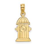 14k Yellow Gold Fire Hydrant Pendant, Detailed First Responder Charm for Men and Women