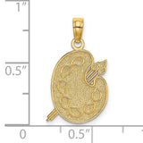 14k Yellow Gold Artist Palette Pendant with Brush Design, Creative Jewelry for Painters and Art Lovers