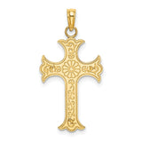 Double Sided Engraved Cross Charm Pendant in Real 14k Yellow Gold