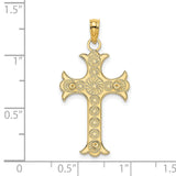 Double Sided Engraved Cross Charm Pendant in Real 14k Yellow Gold