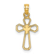 Cut-Out Cross Dove Charm Pendant in Real 14k Yellow Gold