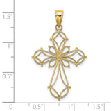 Cut-Out Shapes Fancy Cross Charm Pendant in Real 14k Yellow Gold