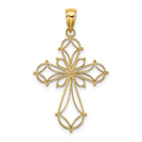 Cut-Out Shapes Fancy Cross Charm Pendant in Real 14k Yellow Gold