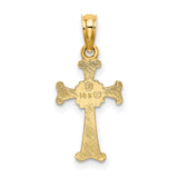 Four 4 Leaf Clover Cross Charm Pendant in Real 14k Yellow Gold