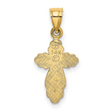 Solid Polished and Textured Cross Charm Pendant in Real 14k Yellow Gold