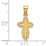 Solid Polished and Textured Cross Charm Pendant in Real 14k Yellow Gold