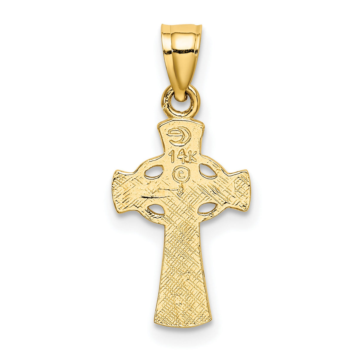 14k Yellow Gold Celtic Cross Pendant with Interlocking Rings, Christian Religious Jewelry