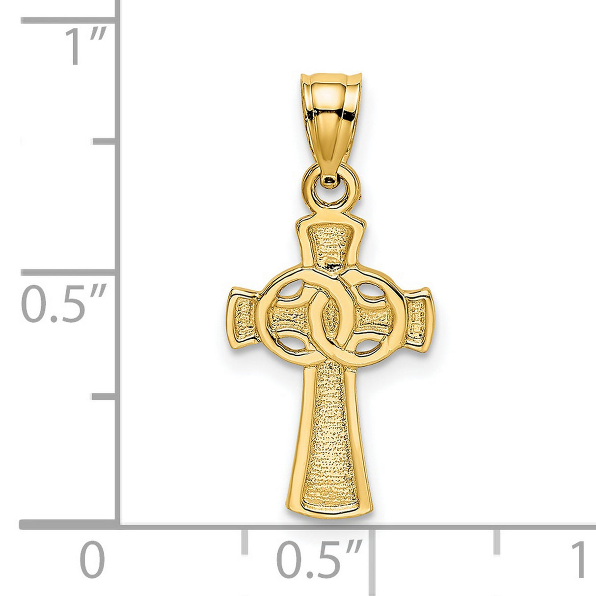 14k Yellow Gold Celtic Cross Pendant with Interlocking Rings, Christian Religious Jewelry