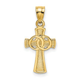 14k Yellow Gold Celtic Cross Pendant with Interlocking Rings, Christian Religious Jewelry