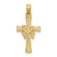 14k Yellow Gold Cross Pendant with Textured Beam Design, Religious Jewelry for Men and Women