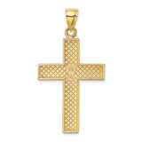 Polished Large Block Cross with Open Back Charm Pendant in Real 14k Yellow Gold