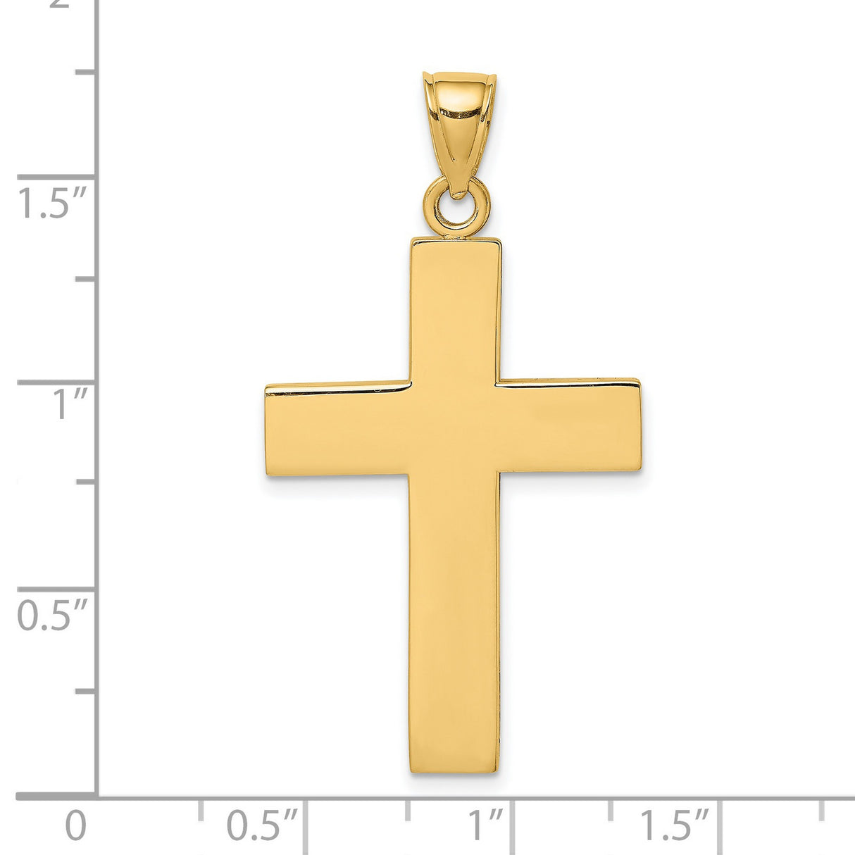 Polished Large Block Cross with Open Back Charm Pendant in Real 14k Yellow Gold