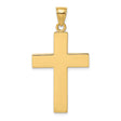 Polished Large Block Cross with Open Back Charm Pendant in Real 14k Yellow Gold